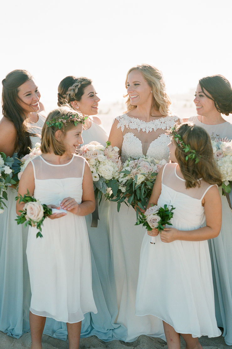 Bride and Bridesmaids Beach Wedding Photos