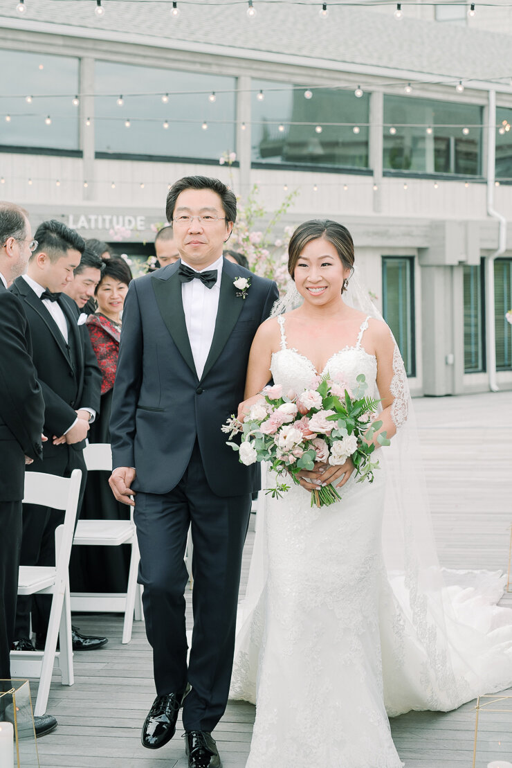 Father walking Bride down Aisle at Gurney's Montauk