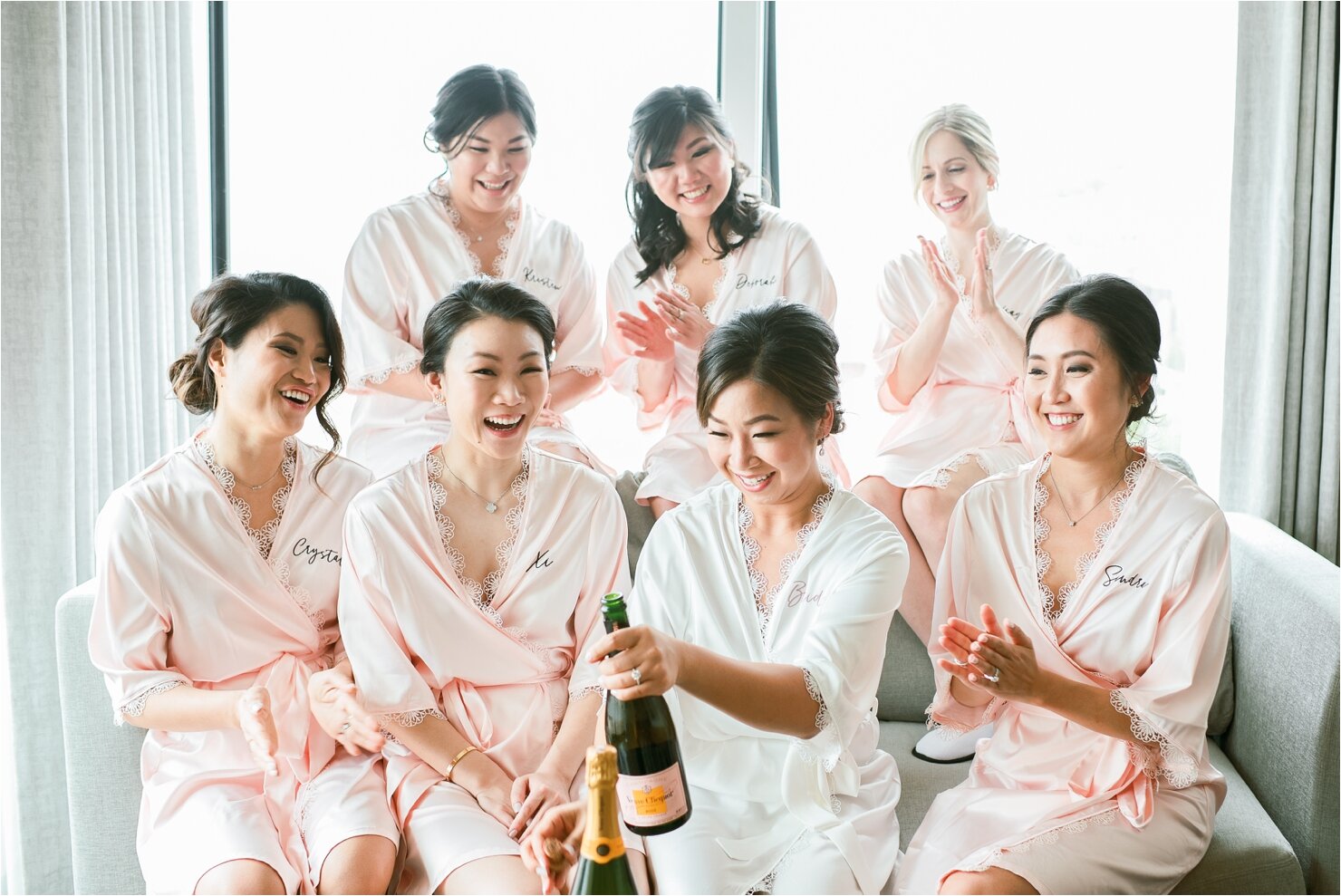 Bridesmaids Opening Champagne