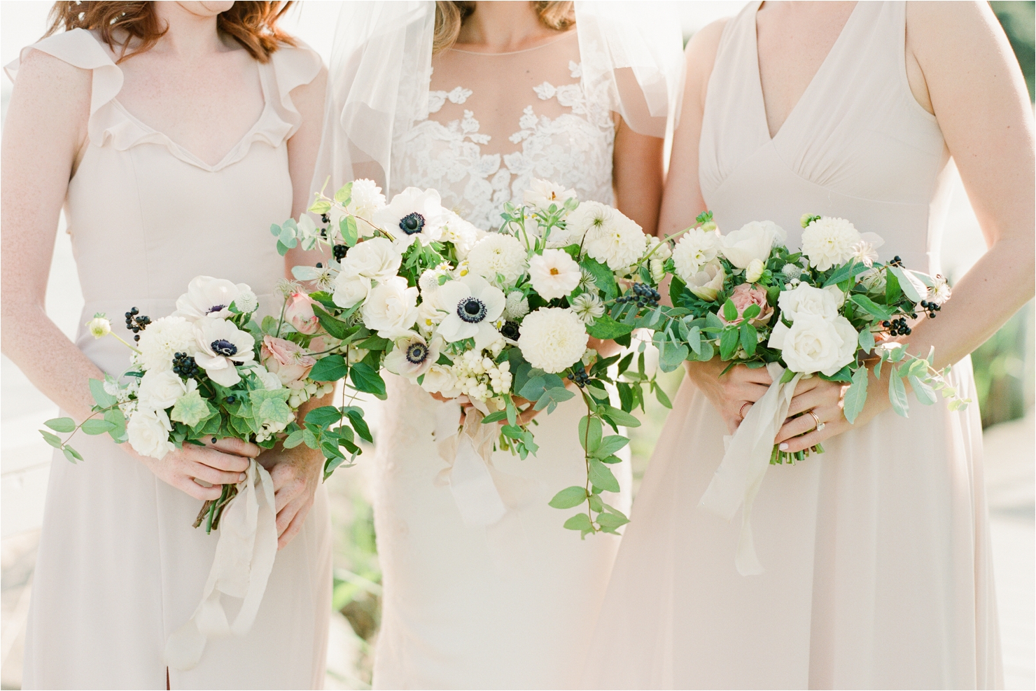 Bride and Bridesmaids Bouquets by Ava Floral Design Gurneys Star Island Wedding Photos