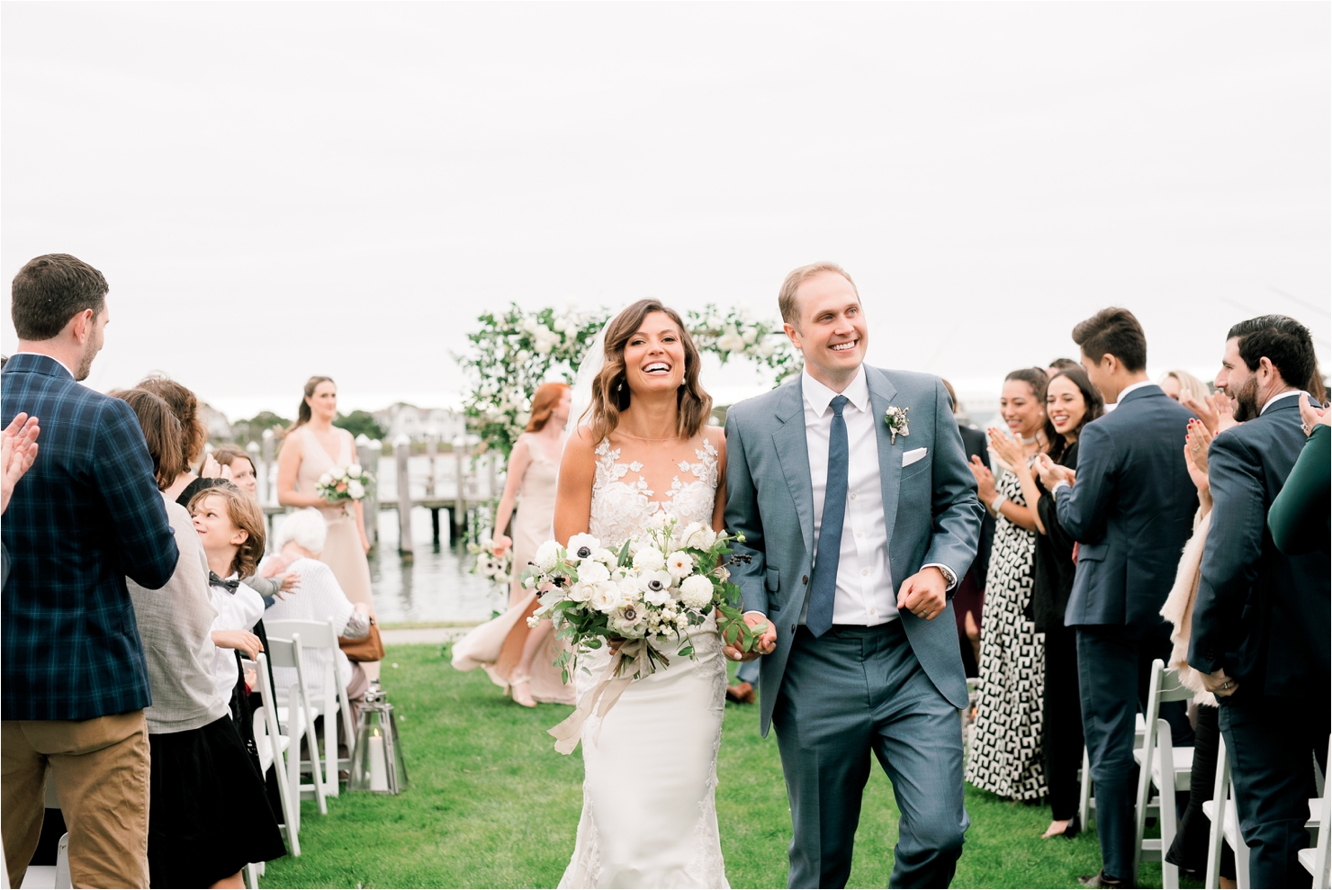 Walking Down Aisle - Just Married at Gurneys Montauk